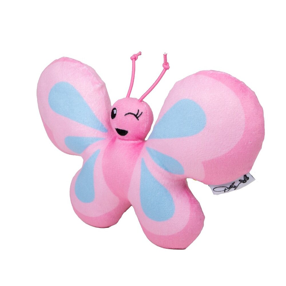 Doggy Parton Plush Butterfly Dog Toy Pink Crinkle Pet Toy One Size